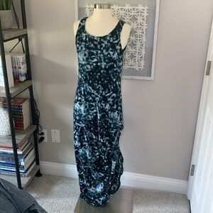 Soma maxi dress with drawstring ruching side blue and black size xs